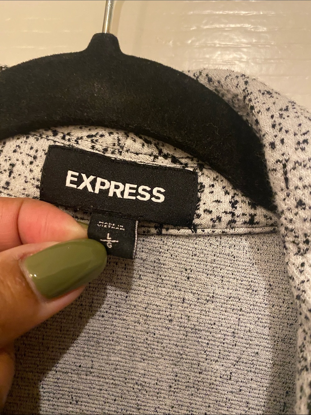 Express Women’s Gray Open-Front Textured Blazer - Picture 3 of 5
